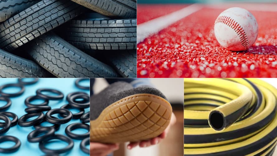 يتم استخدام المطاط في مجموعة واسعة من الصناعات.