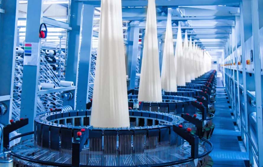 PP tapes are woven into fabric on looms.