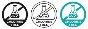 The chlorine-free symbol indicates that the plastic product does not contain chlorine-based compounds such as PVC