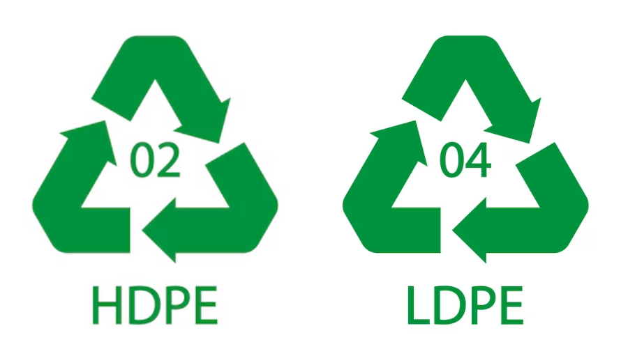 وفقًا لقانون إعادة التدوير، يتم قبول البولي إيثيلين عالي الكثافة على نطاق واسع في برامج إعادة التدوير بينما يتم قبول البولي إيثيلين منخفض الكثافة بدرجة أقل. 