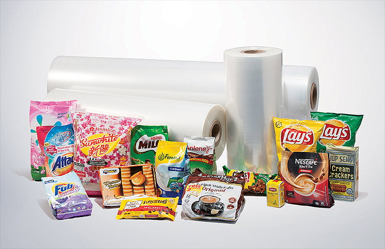 يمكن استخدام أفلام البولي إيثيلين لتغليف المنتجات المختلفة
