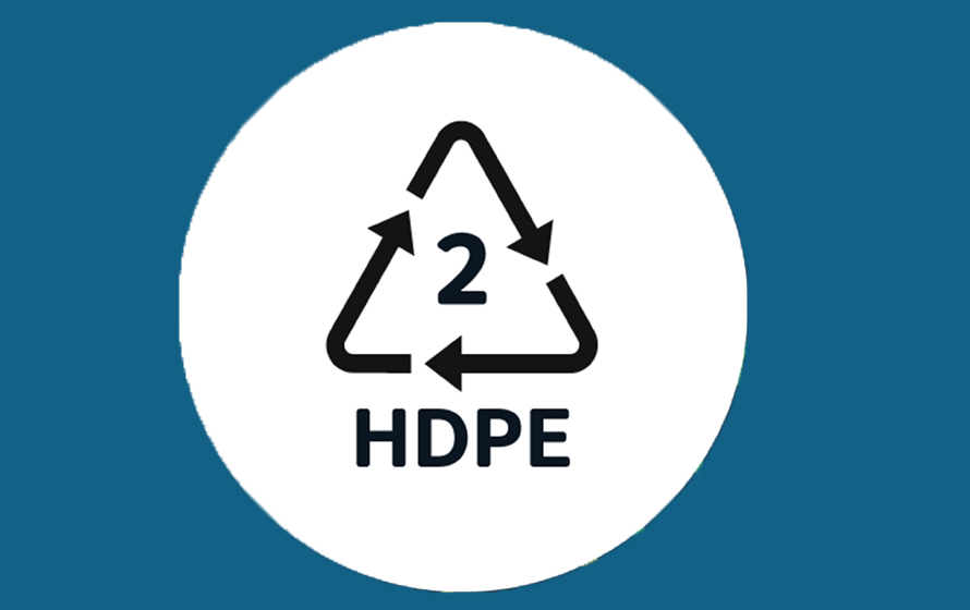 HDPE plastic is identified by the global symbol is recycling code 2.