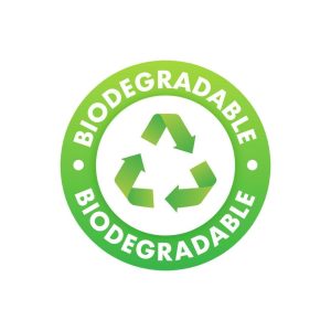 The biodegradable symbol indicates that the plastic will naturally decompose in the environment over time