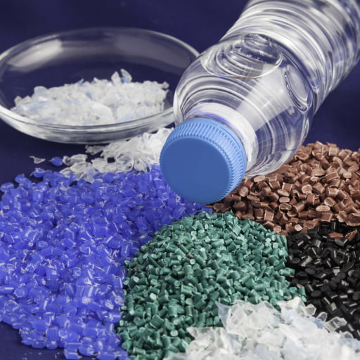 Plastic bottles are primarily made from polyethylene terephthalate (PET).
